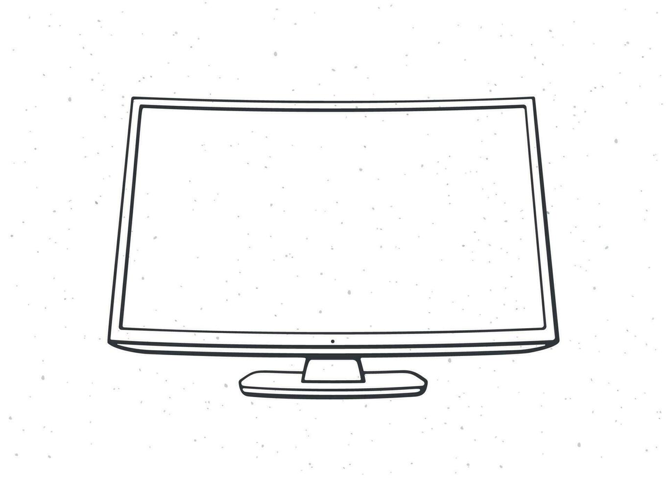 modern Digital Clever Fernseher mit voll Ultra hd Anzeige. Umriss. Vektor Illustration. Fernsehen Box mit lcd oder LED Flachbildschirm zum Video Übersetzung. Hand gezeichnet skizzieren. isoliert Weiß Hintergrund