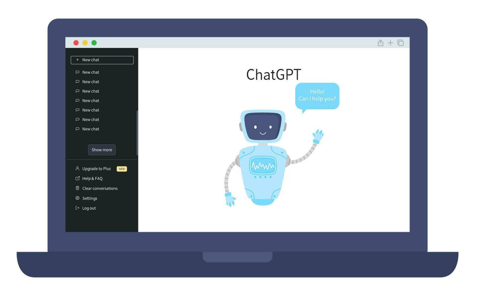 chatt gpt 4 gränssnitt och konversation metod. driven förbi openai's Avancerad artificiell intelligens. ai-driven samtal i bärbar dator. vektor