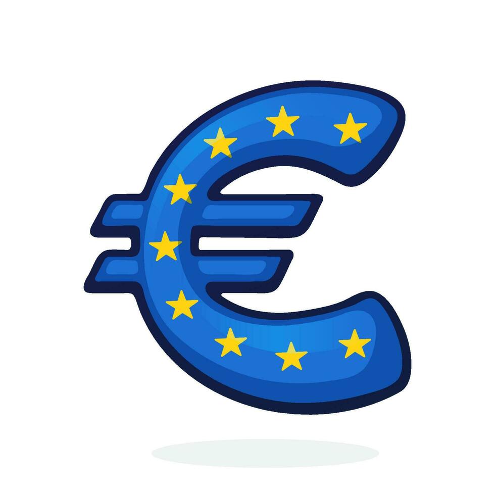 Karikatur Illustration von Euro Zeichen im Flagge Farben von europäisch Union vektor