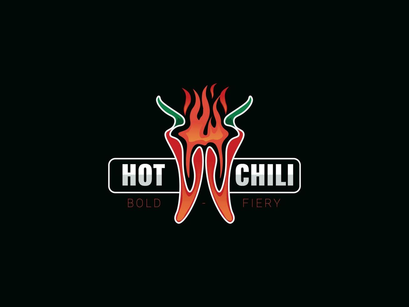 heiß Chili Logo Design, Restaurant Logo, rot Chili Logo zum Restaurant. rot und Grün Chili Logo mit schwarz Hintergrund. vektor