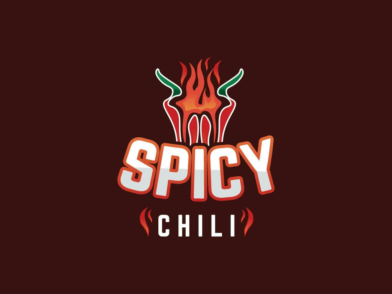 varm chili logotyp design, restaurang logotyp, röd chili logotyp för restaurang. röd och grön chili logotyp med svart bakgrund. vektor