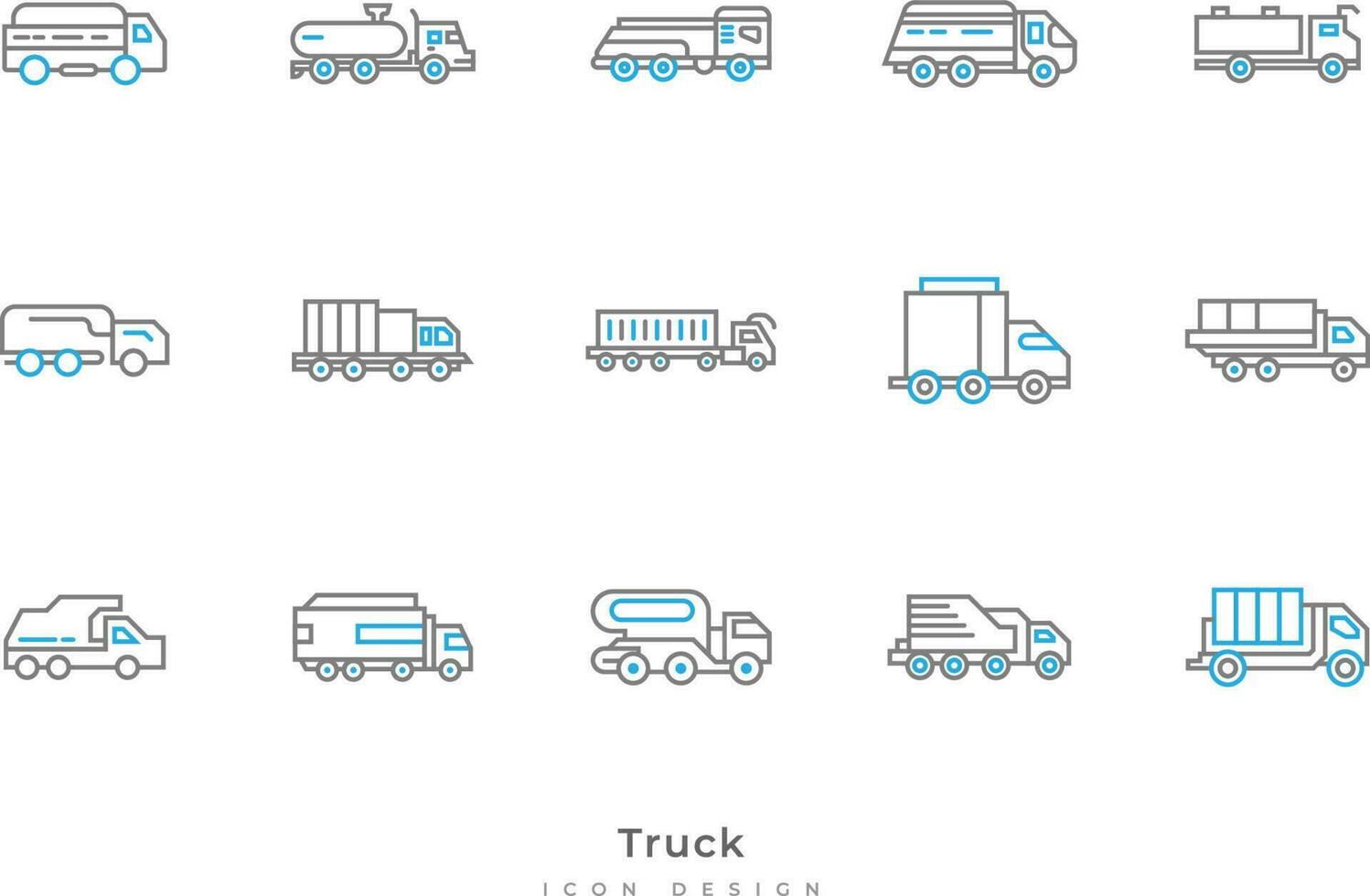 LKW Symbol einstellen mit verschiedene Formen im Linie Stil. enthält Tanker LKW, Lieferwagen, Anhänger und Mehr vektor