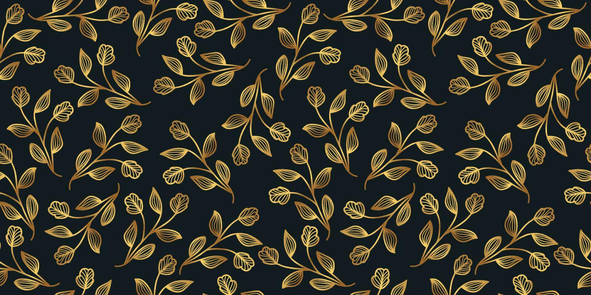 Gold Blume Muster mit Hand gezeichnet Stil. nahtlos exotisch Blumen- Muster zum Mode, Hintergrund, Verpackung Papier, Hintergrund, Stoff, Textil, Kleidung, und Karte Design vektor