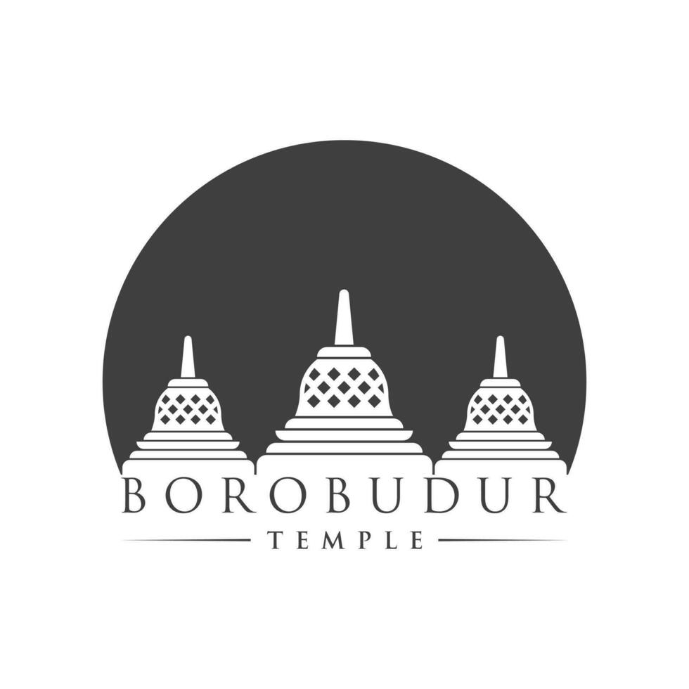 Borobudur Tempel Logo Design Vektor Illustration isoliert auf Weiß Hintergrund.