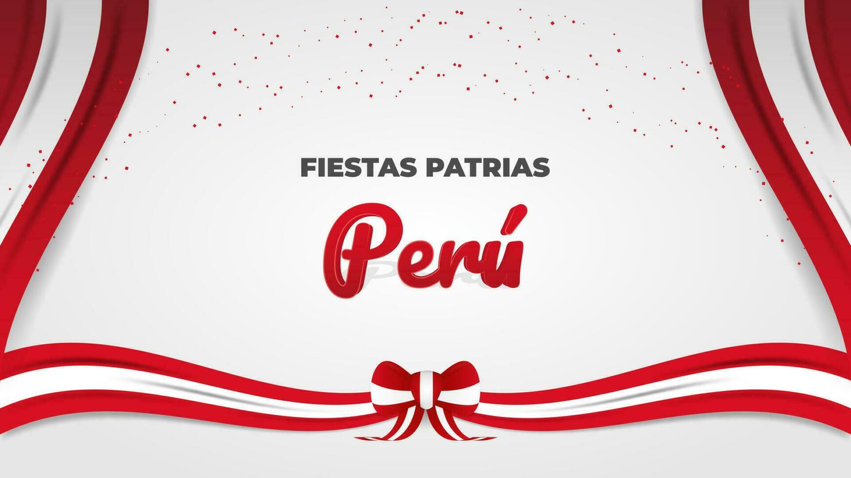 dekorativ peruanisch National Ferien Feier Gruß mit Konfetti, Band und Spanisch Phrase Text Feste patrias Peru vektor