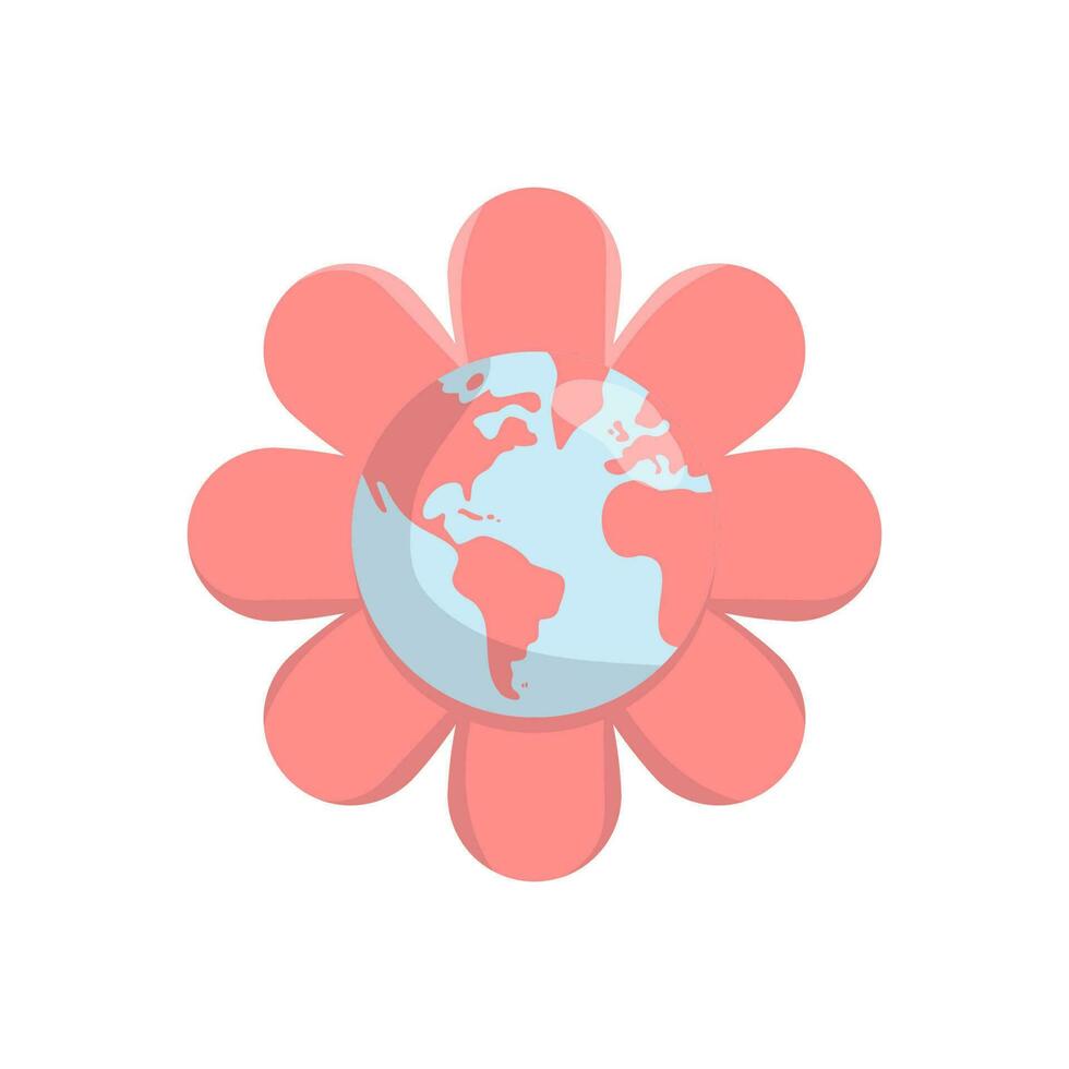 Planet Erde Blüte. Blume blühen mit das Globus im das Center. Vektor Illustration.