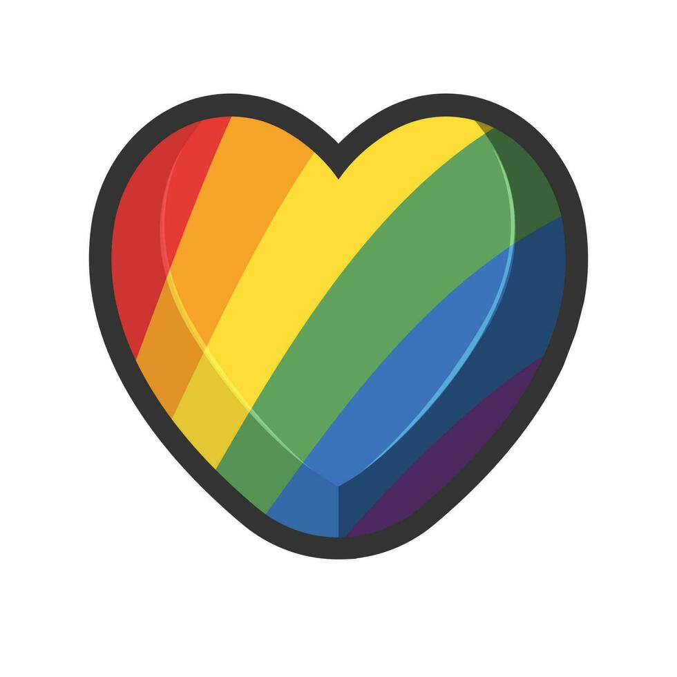 HBTQ regnbåge flagga i hjärta form. mångfald representation symbol. vektor