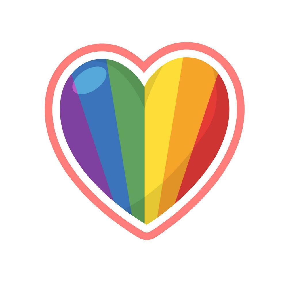 lgbt Stolz Herz. Regenbogen Flagge Liebe Symbol. Vielfalt und Freiheit. eben Stil Vektor Symbol mit Schatten und Funken.