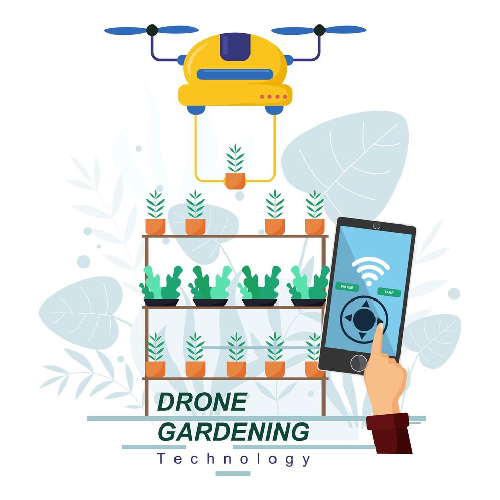 Drohnen-Gartentechnologie vektor
