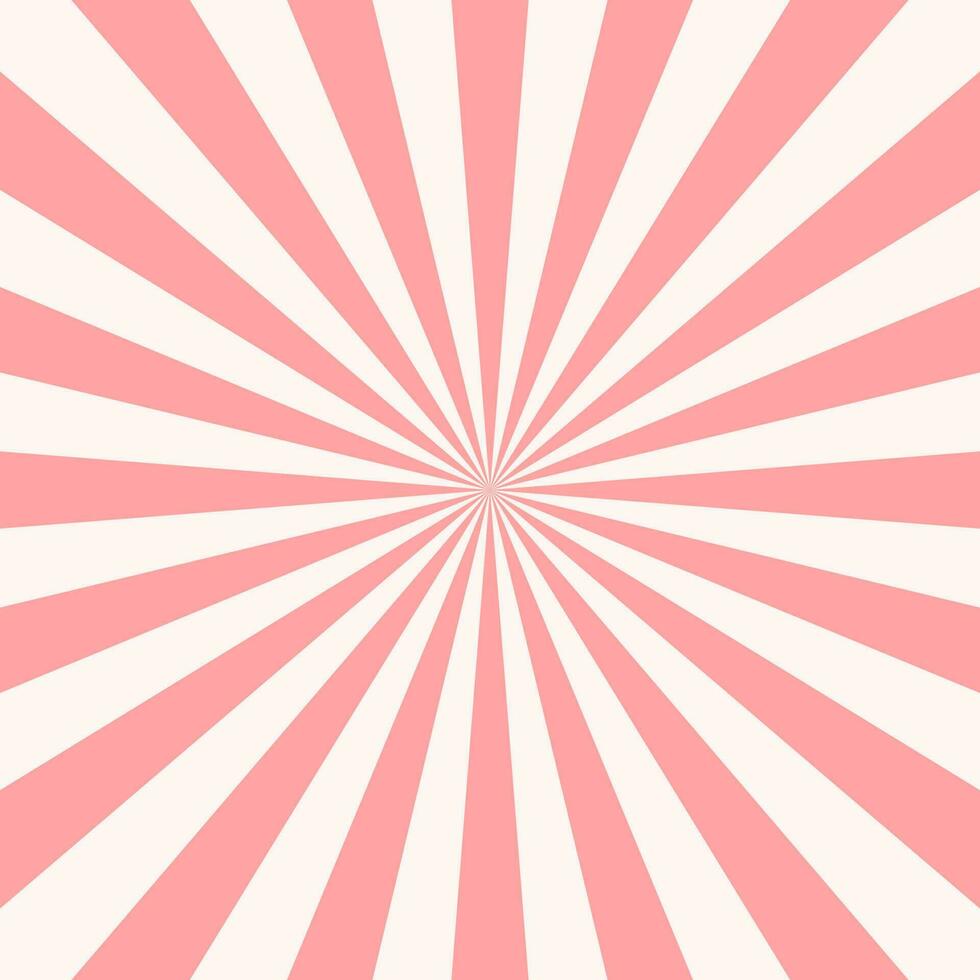 Süss Rosa Süßigkeiten retro Sunburst Hintergrund. Sonne und Strahlen. Vektor Illustration