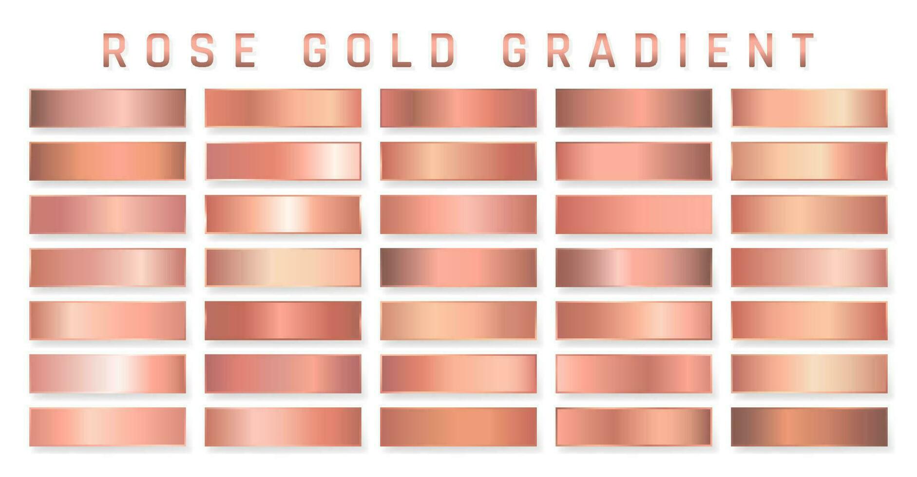 Sammlung von Rose Gold metallisch Gradient. brillant Platten mit golden Wirkung. Vektor Illustration