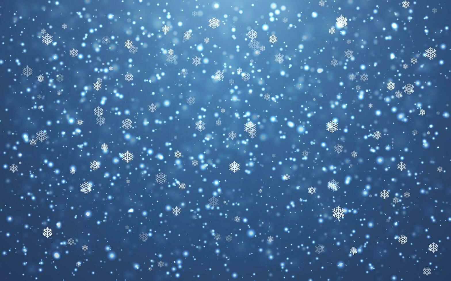 Weihnachten Schnee. fallen Schneeflocken auf Blau Hintergrund. Schneefall. Vektor Illustration