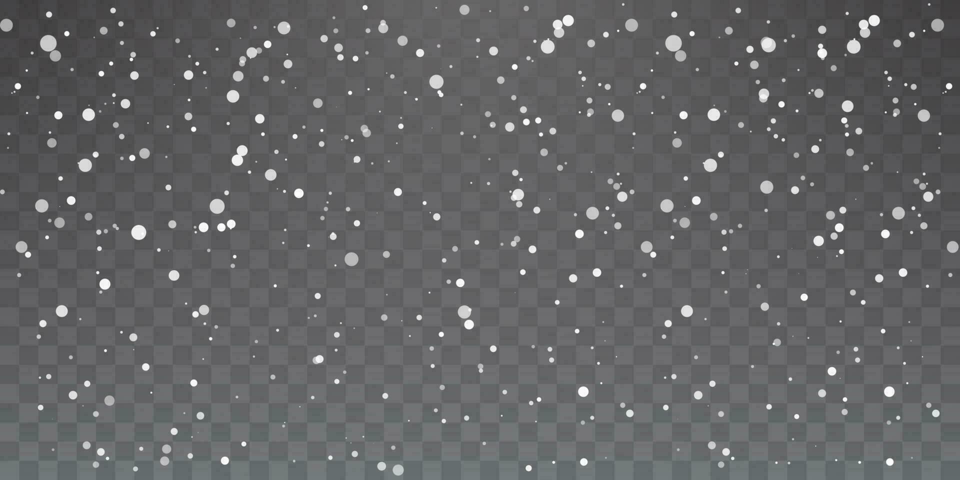 Weihnachten Schnee. schwer Schneefall. fallen Schneeflocken auf transparent Hintergrund. Weiß Schneeflocken fliegend im das Luft. Vektor Illustration