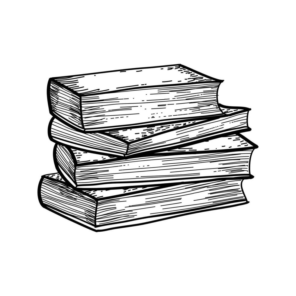 klotter lugg av böcker. hand dragen stil. isolerat på vit bakgrund. vektor illustration
