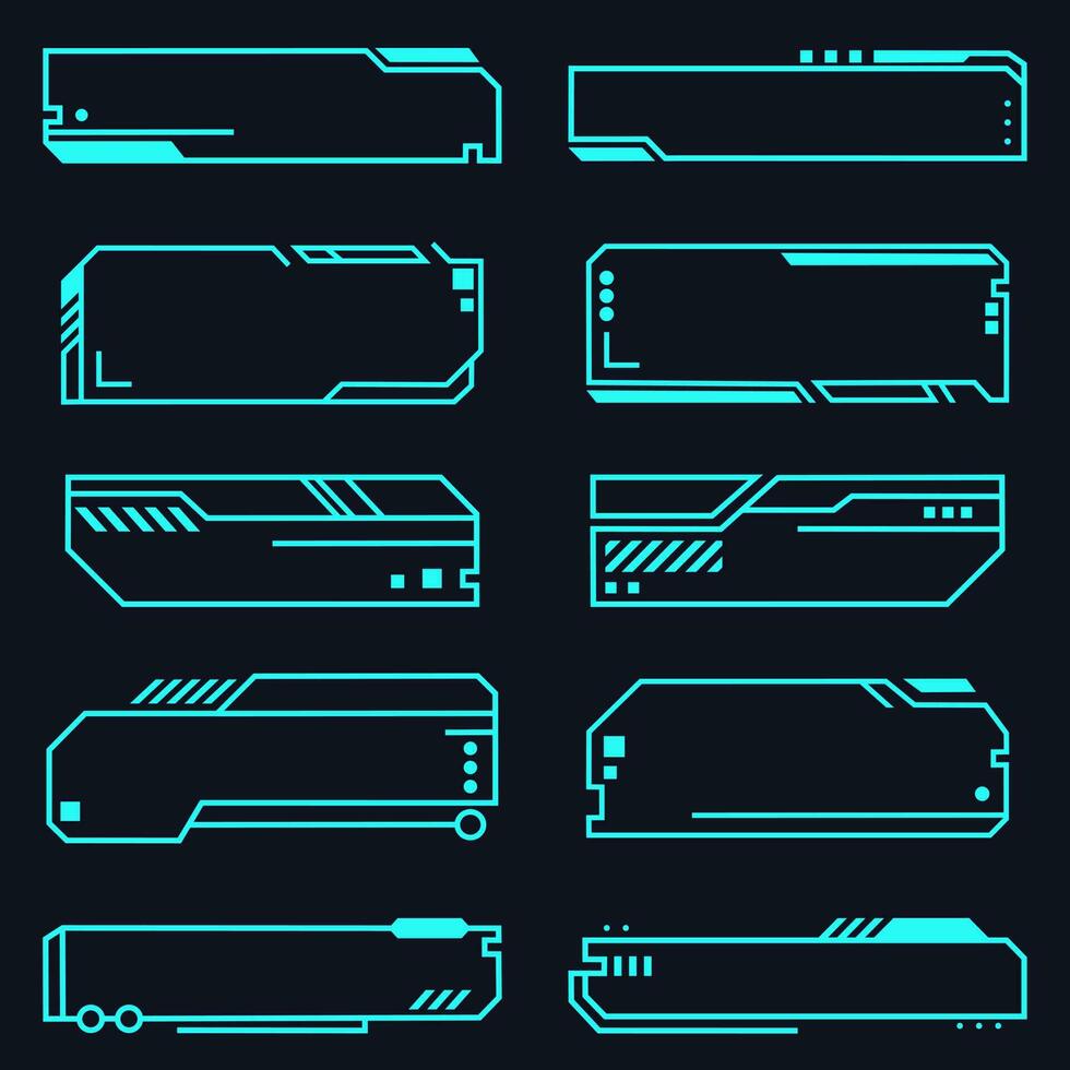 holographisch hud Benutzer Schnittstelle Elemente, hoch Technik Riegel und Rahmen. vektor