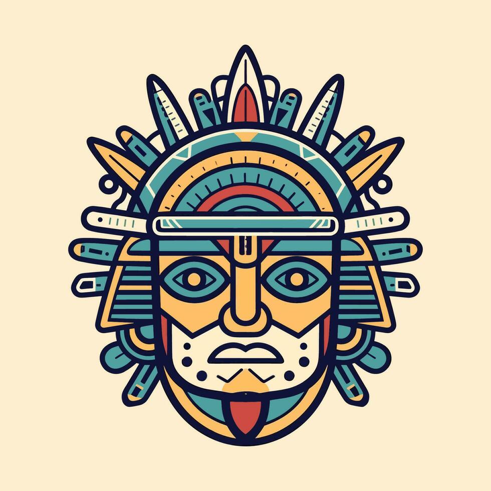 erkunden das kompliziert Einzelheiten von aztekisch Kultur mit unser atemberaubend handgemalt aztekisch Illustration Design vektor