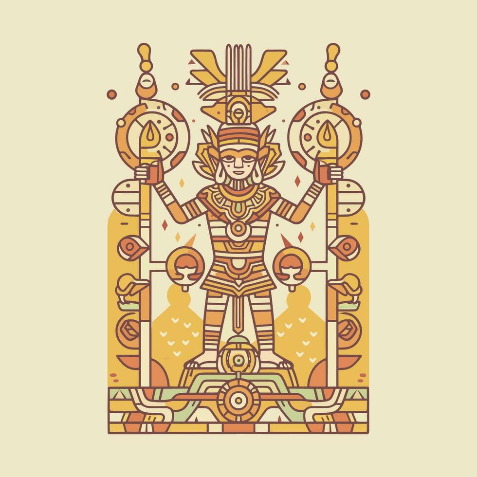 utforska de invecklad detaljer av aztec kultur med vår fantastisk ritad för hand aztec illustration design vektor