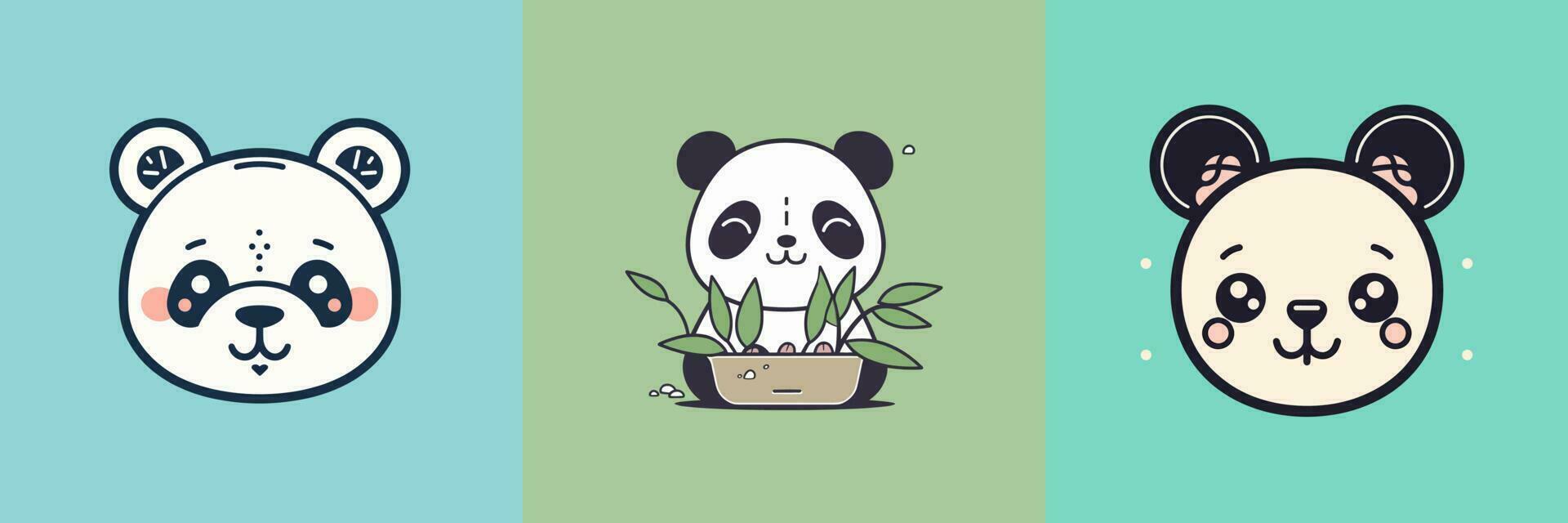 süß kawaii Panda Karikatur Illustration vektor