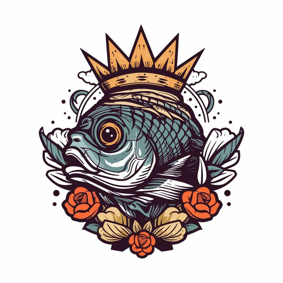 en skön fisk omgiven förbi blommor i en logotyp illustration, perfekt för en naturinspirerad varumärke vektor