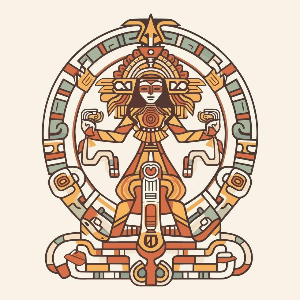 erkunden das kompliziert Einzelheiten von aztekisch Kultur mit unser atemberaubend handgemalt aztekisch Illustration Design vektor