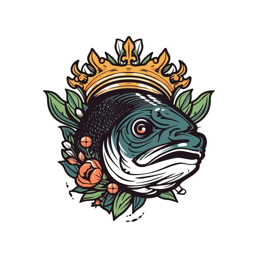 ein schön Fisch umgeben durch Blumen im ein Logo Illustration, perfekt zum ein Natur inspiriert Marke vektor