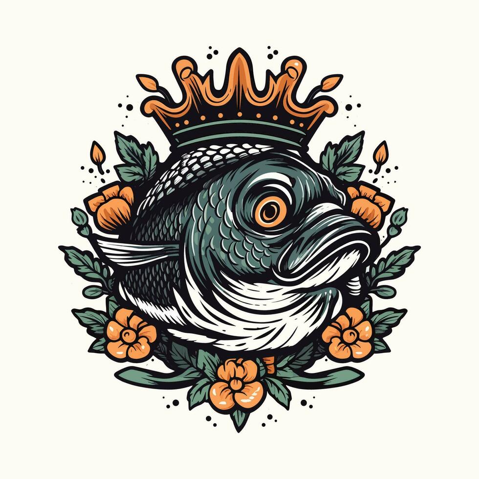 ein schön Fisch umgeben durch Blumen im ein Logo Illustration, perfekt zum ein Natur inspiriert Marke vektor