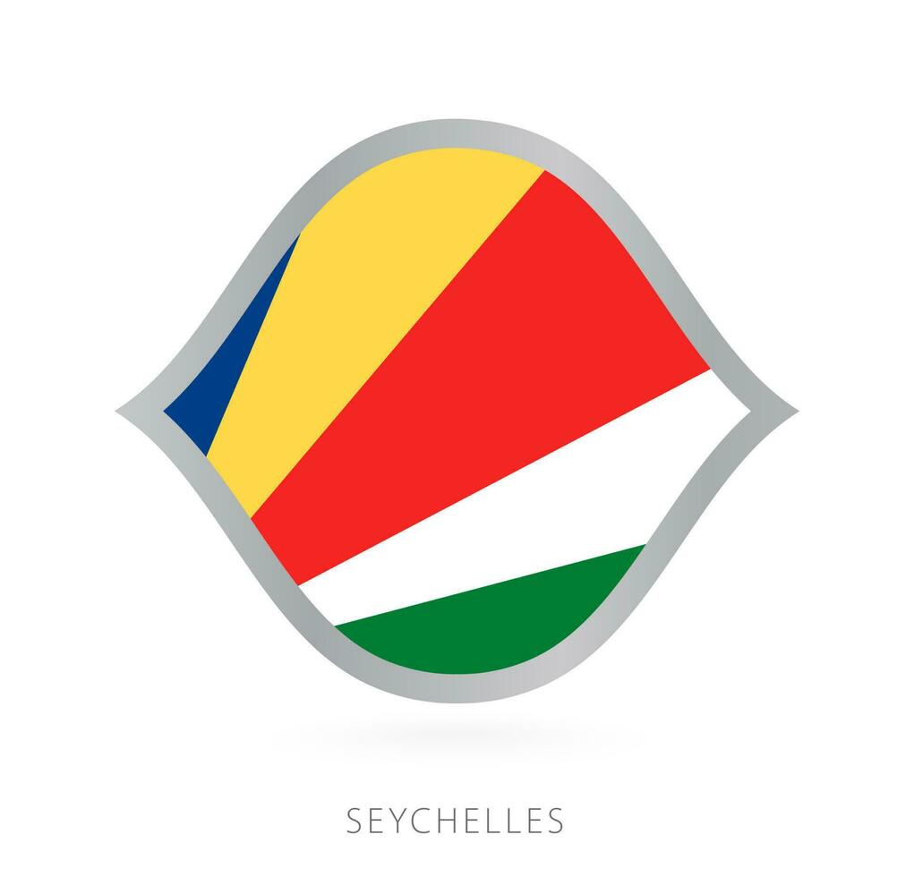 Seychellen National Mannschaft Flagge im Stil zum International Basketball Wettbewerbe. vektor