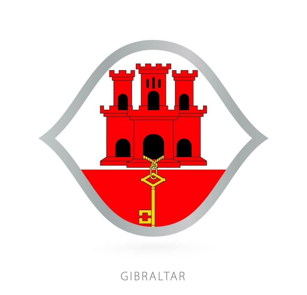 Gibraltar National Mannschaft Flagge im Stil zum International Basketball Wettbewerbe. vektor