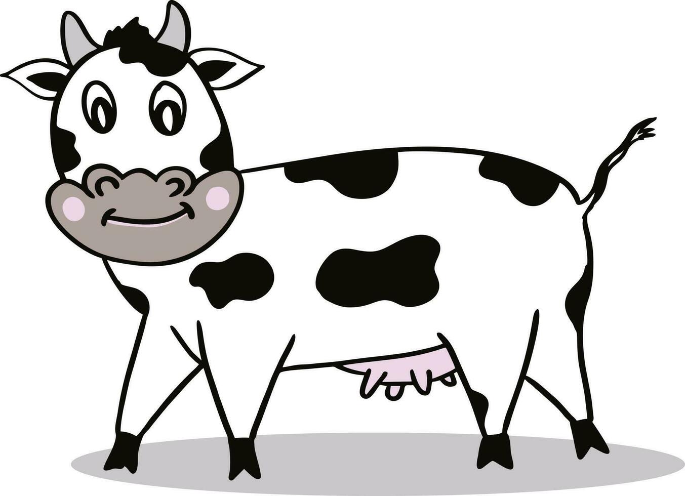 figur av en ko med horn stående på de jord vektor