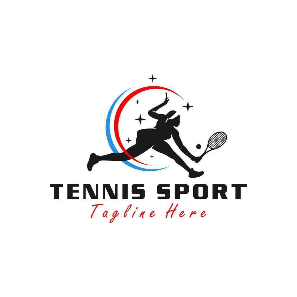 Frauen Tennis Sport Vektor Illustration Logo