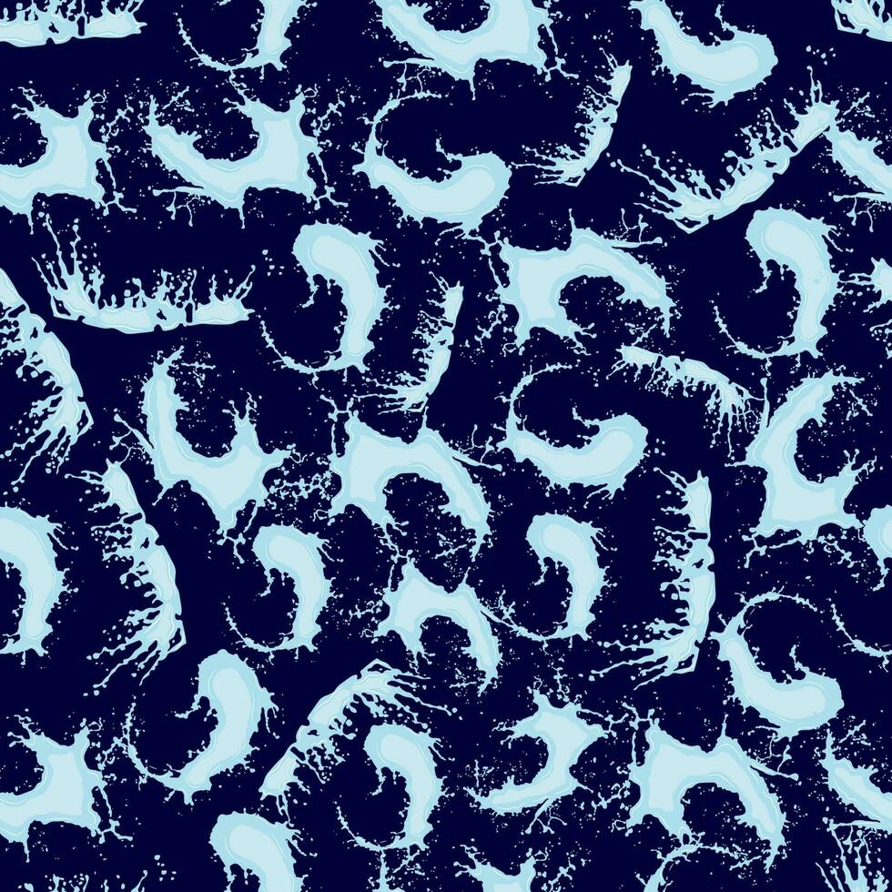 nahtlos Muster mit spritzt und spritzt von Wasser auf ein dunkel Blau Hintergrund vektor