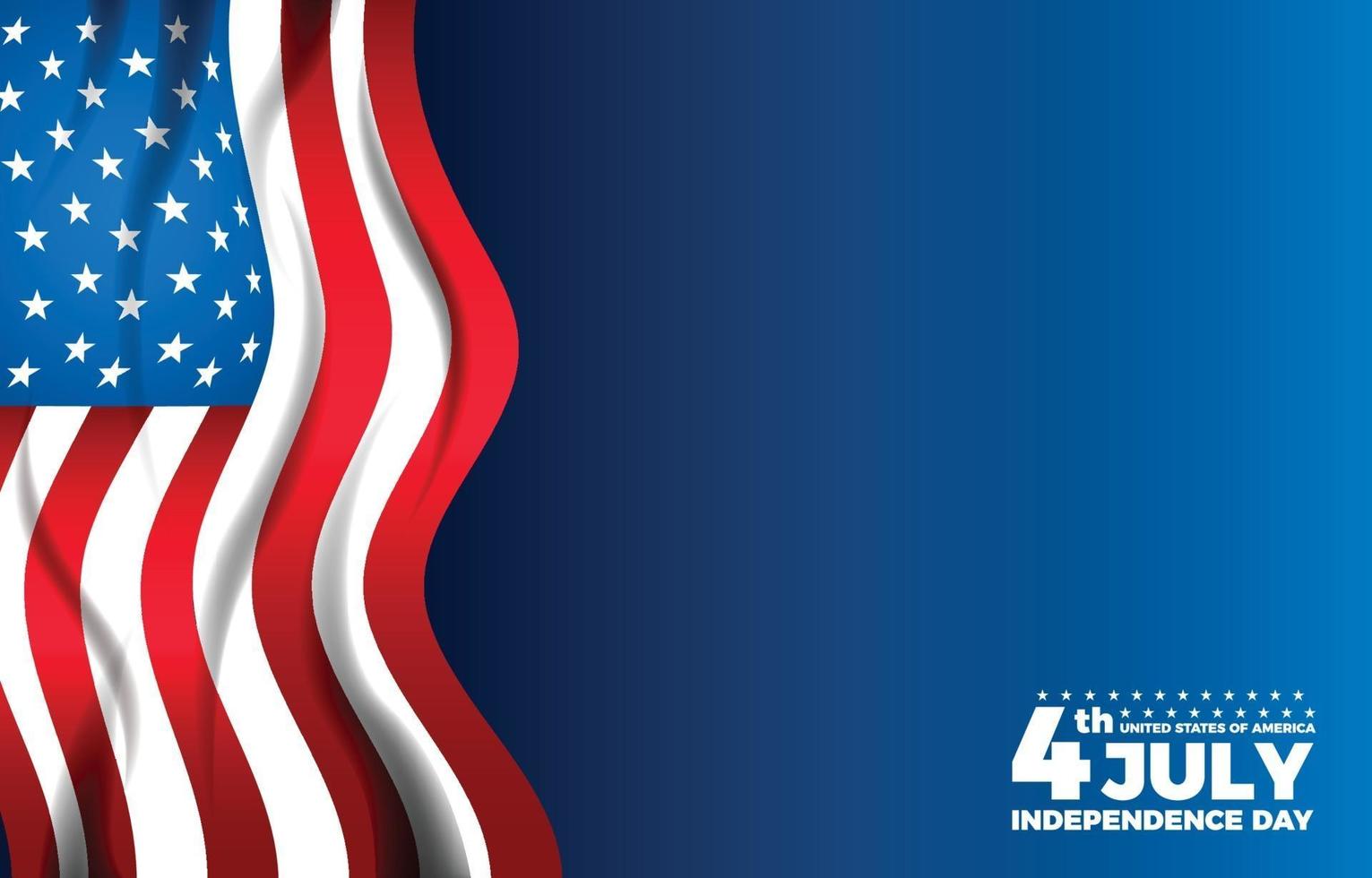 vierter Unabhängigkeitstag im Juli mit Hintergrund der amerikanischen Flagge vektor