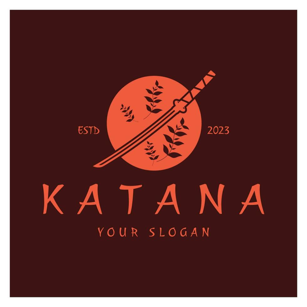 enkel katana samuraj svärd logotyp design mall vektor, vektor