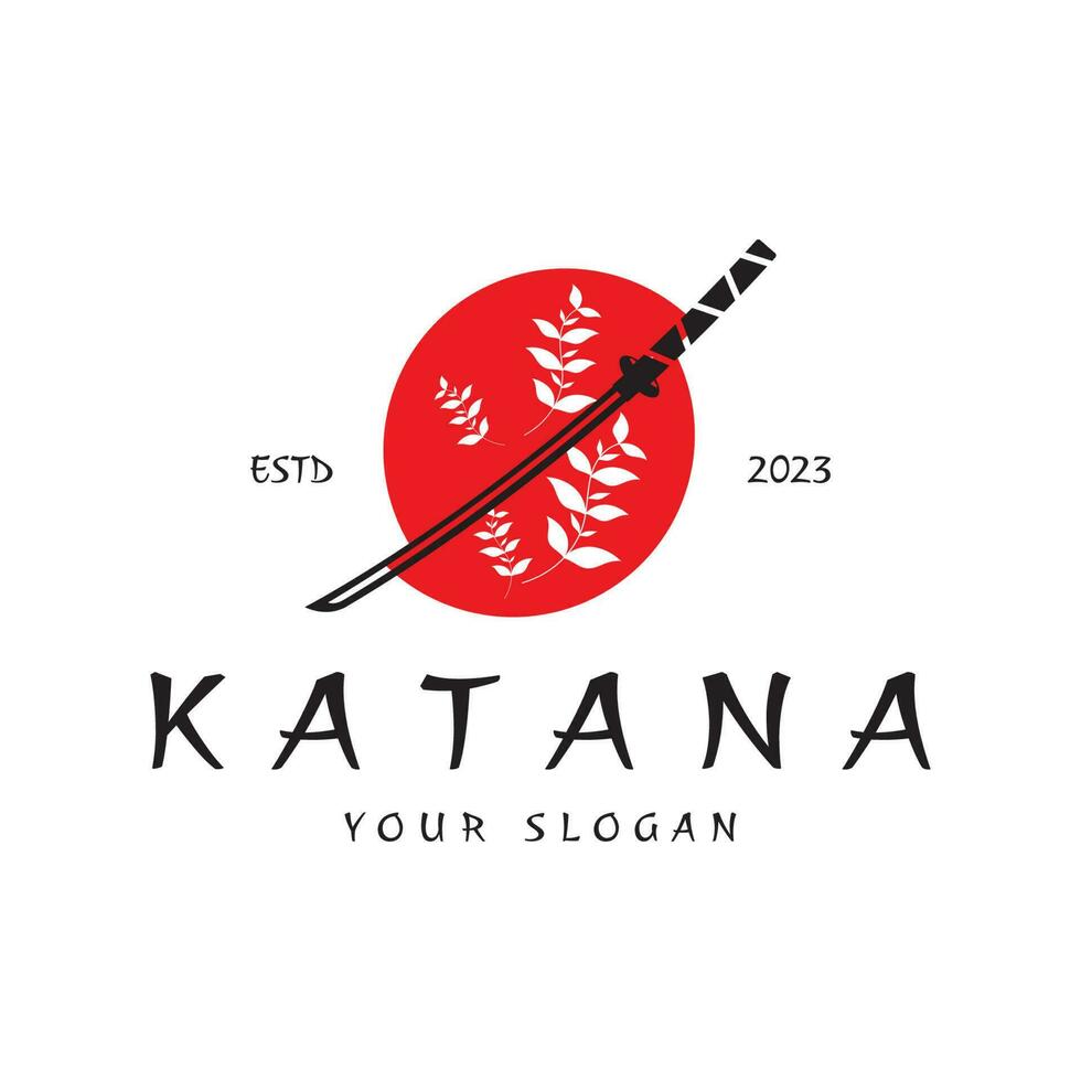 enkel katana samuraj svärd logotyp design mall vektor, vektor