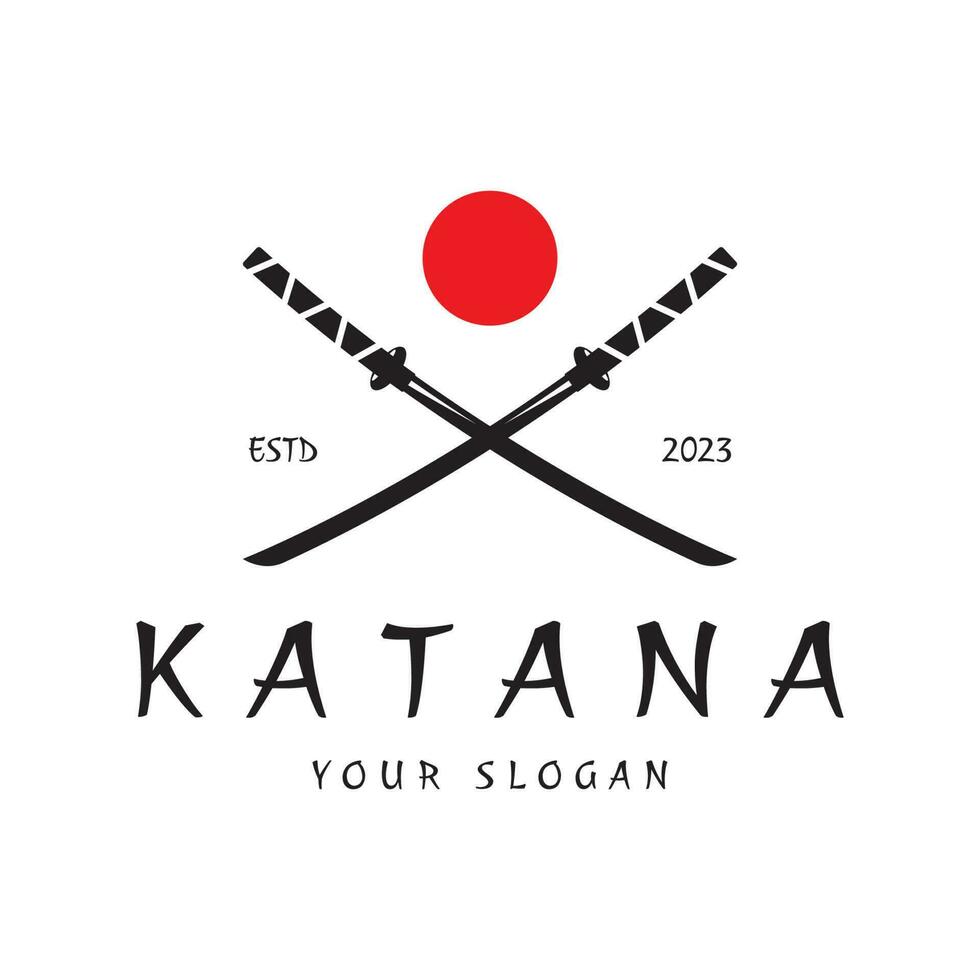 einfach Katana Samurai Schwert Logo Design Vorlage Vektor, vektor
