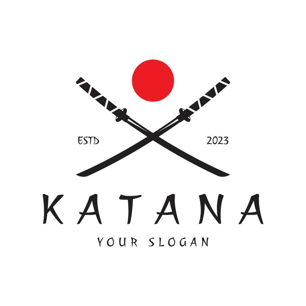 enkel katana samuraj svärd logotyp design mall vektor, vektor