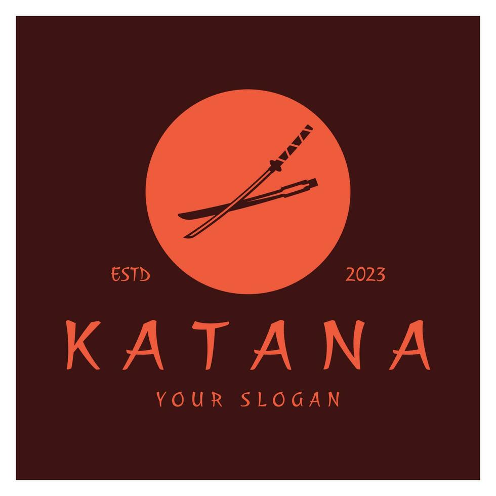 einfach Katana Samurai Schwert Logo Design Vorlage Vektor, vektor