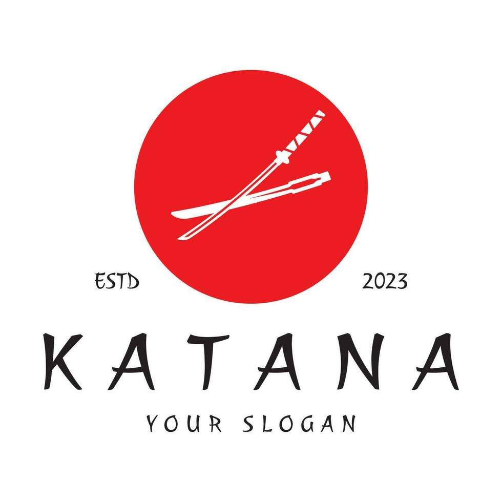 einfach Katana Samurai Schwert Logo Design Vorlage Vektor, vektor