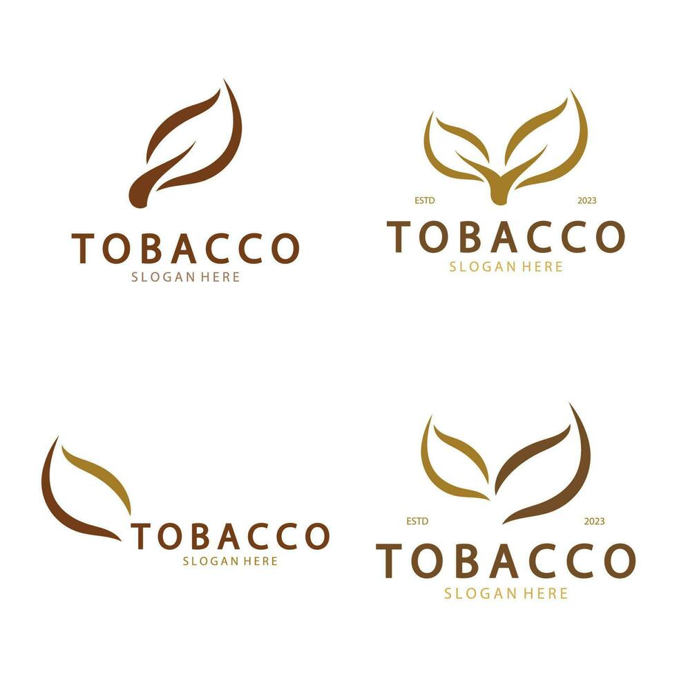 tobaksblad logotyp, tobaksfält och tobak cigarett logotyp mall design vektor