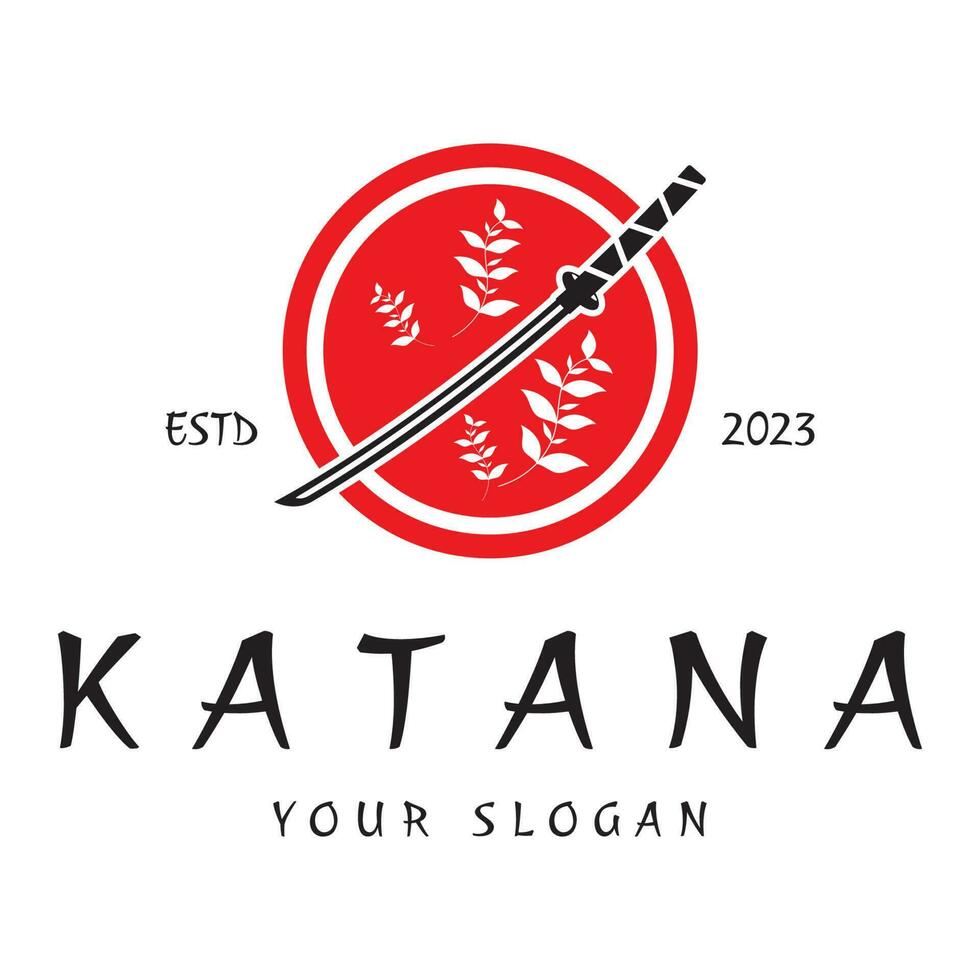 einfach Katana Samurai Schwert Logo Design Vorlage Vektor, vektor