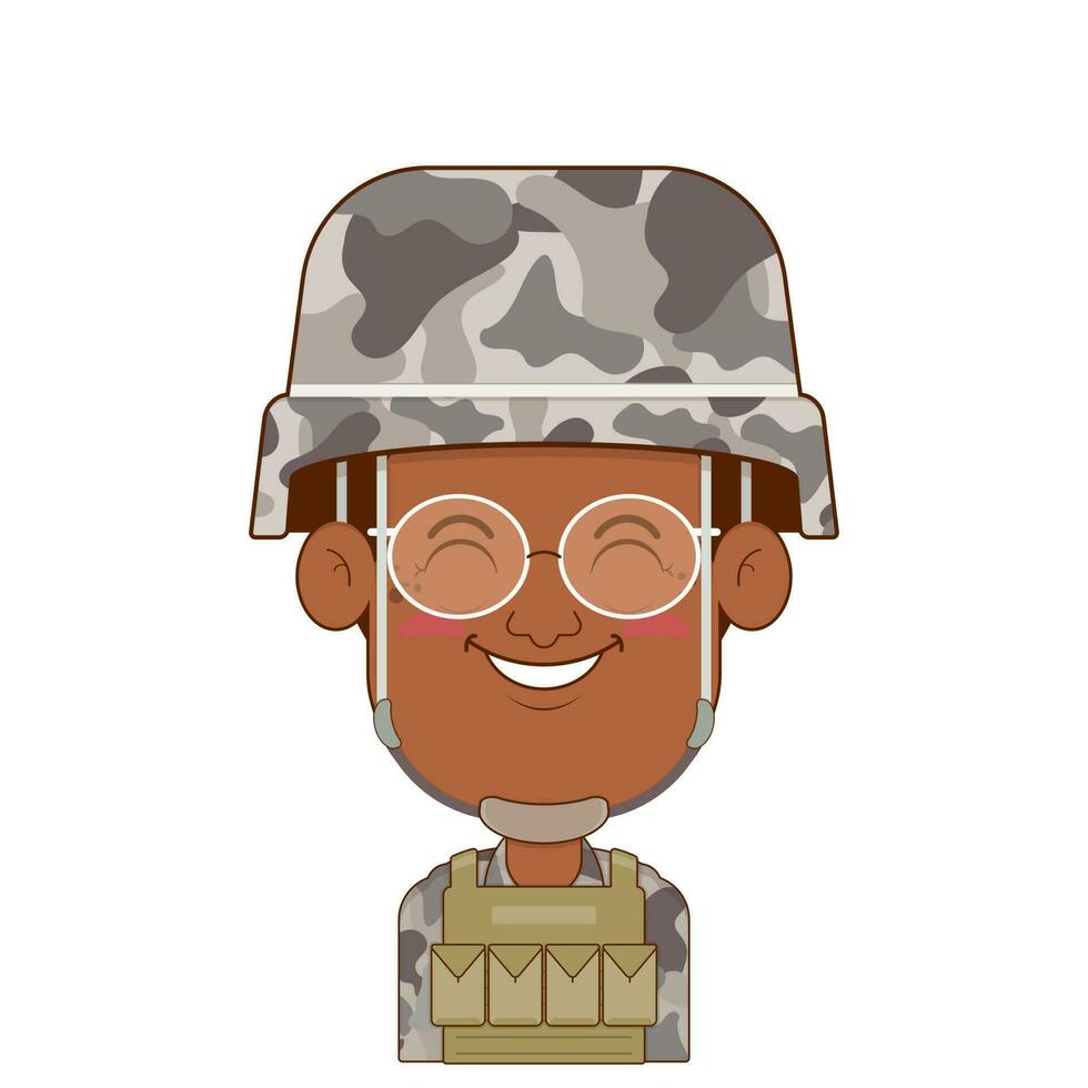 Soldat Lächeln Gesicht Karikatur süß vektor