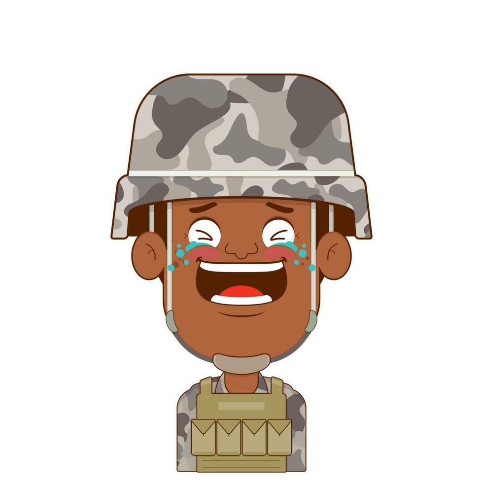 soldat skrattande ansikte tecknad serie söt vektor