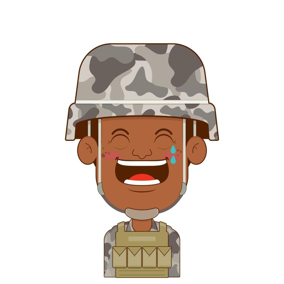 soldat skrattande ansikte tecknad serie söt vektor
