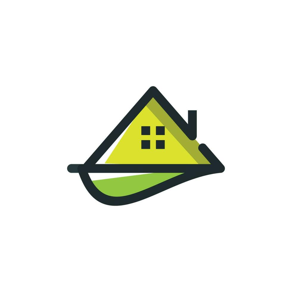 grön hus logotyp design med enkel och modern vektor
