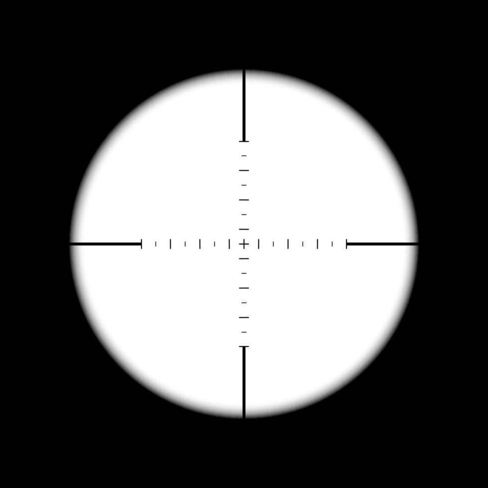 Scharfschütze Gewehr Umfang. Fokus auf Ziel. optisch Zoomen im Fernglas mit Messung Skala. Vektor Illustration