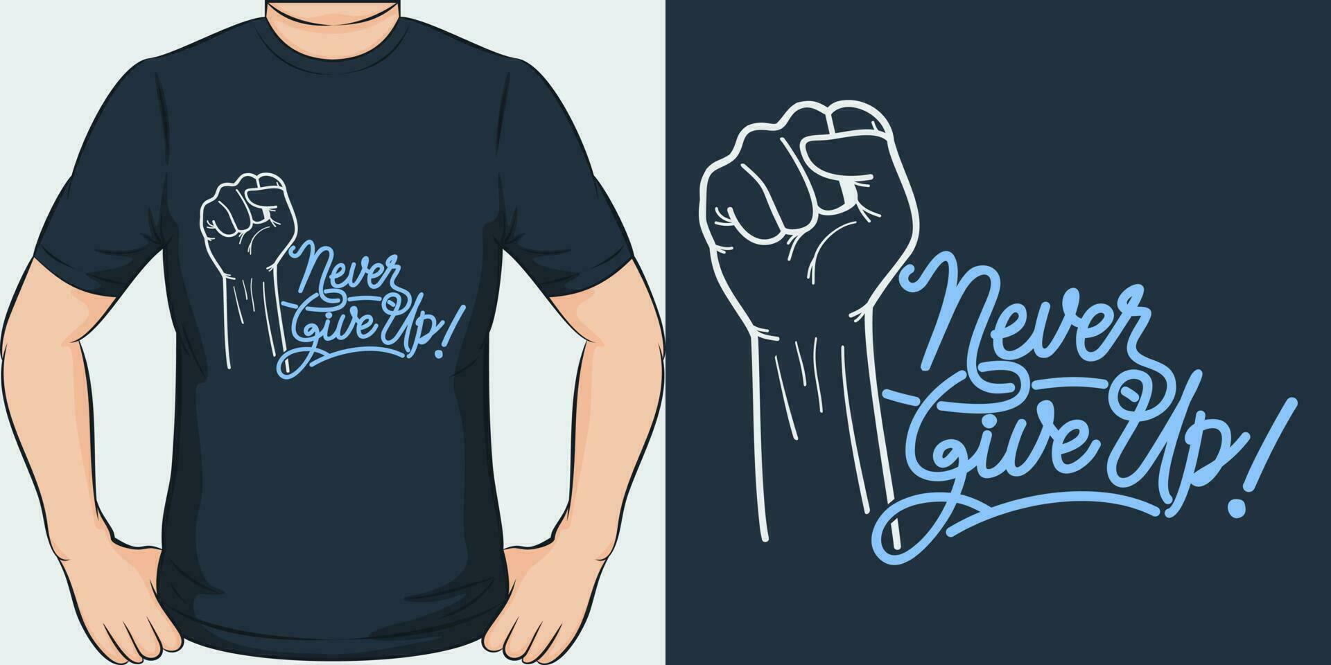 noch nie geben hoch, motivierend Zitat T-Shirt Design. vektor