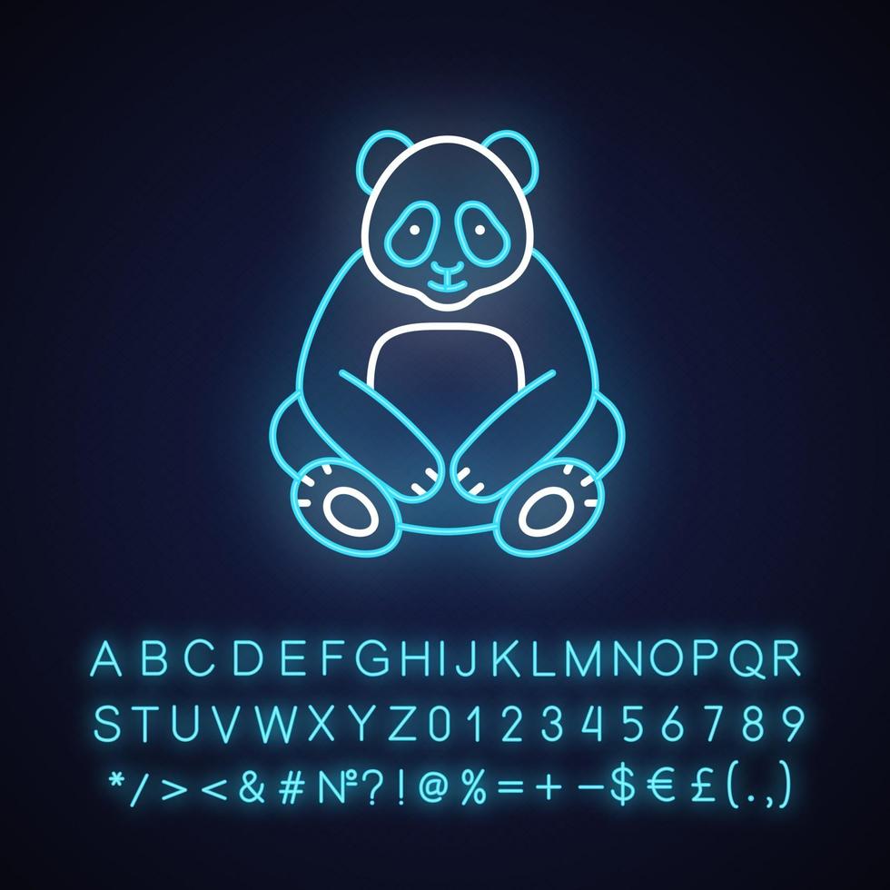 Big Panda Neonlicht Ikone vektor