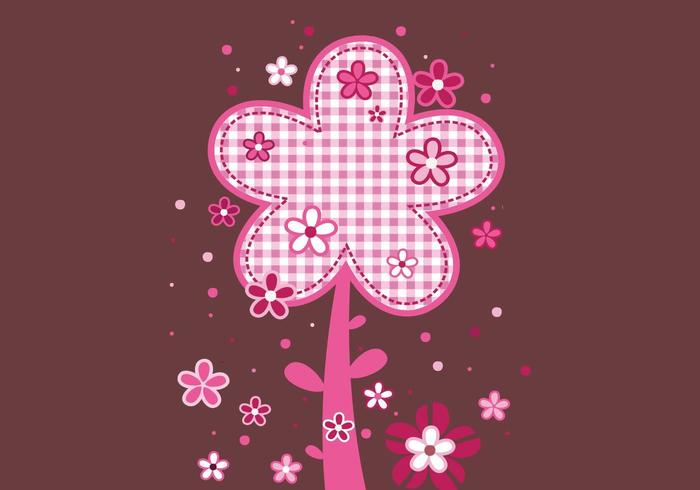 Pink Plaid Floral Bakgrund Vector Pack