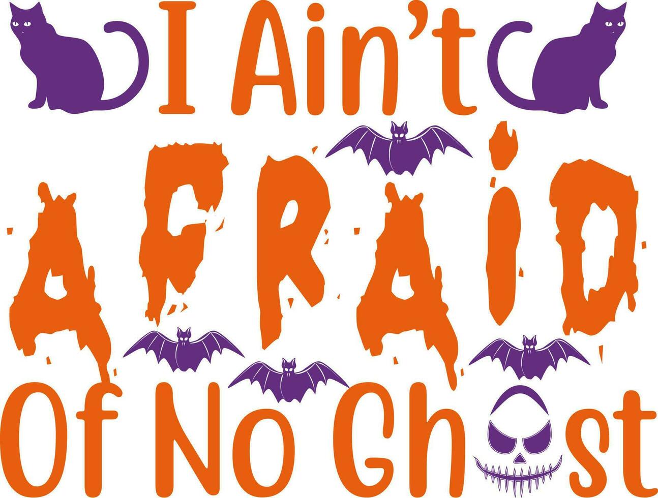 jag är det inte rädd av Nej spöke. Semester text för baner. Lycklig halloween affisch, hälsning kort, fest inbjudan. vektor illustration.
