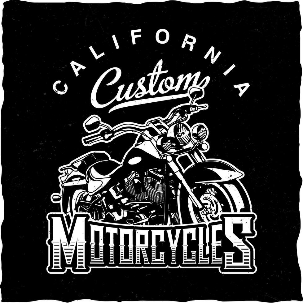 Kalifornien Benutzerdefiniert Motorräder, Vektor Symbol zum Schnellstraße Motoren Sport. Motorrad Rennen und Geschwindigkeit moto retro Grunge T-Shirt drucken, Biker Moto-Cross, oder Motorsport Benutzerdefiniert Emblem